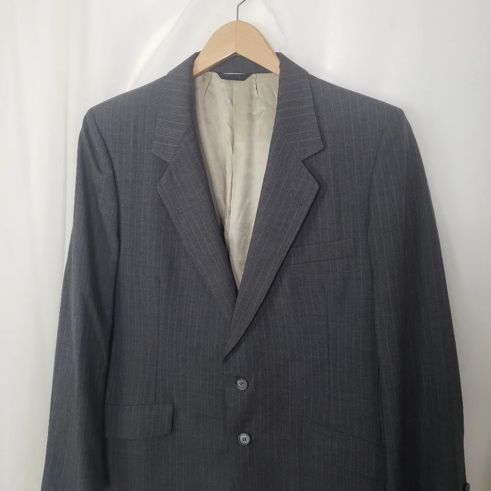 Lanvin Barney's NY gray wool pinstripe blazer